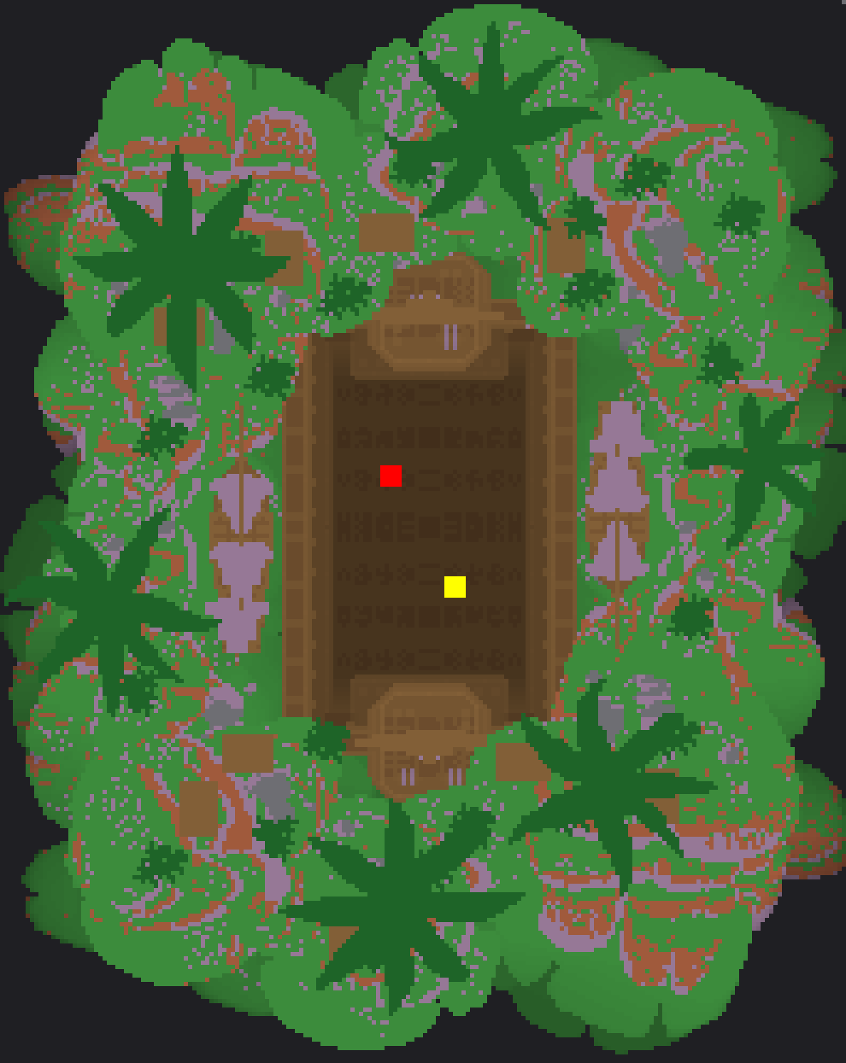 Top-down chart of the jungle duel arena